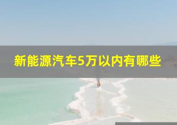 新能源汽车5万以内有哪些