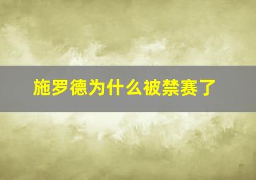 施罗德为什么被禁赛了