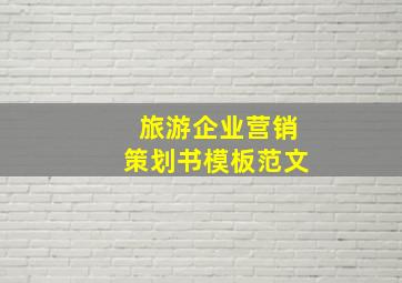 旅游企业营销策划书模板范文