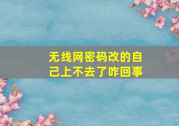 无线网密码改的自己上不去了咋回事