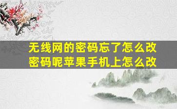 无线网的密码忘了怎么改密码呢苹果手机上怎么改