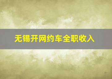 无锡开网约车全职收入