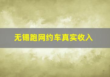 无锡跑网约车真实收入