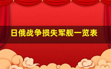 日俄战争损失军舰一览表