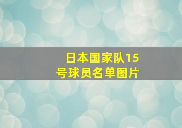 日本国家队15号球员名单图片