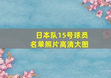 日本队15号球员名单照片高清大图