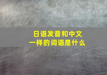 日语发音和中文一样的词语是什么