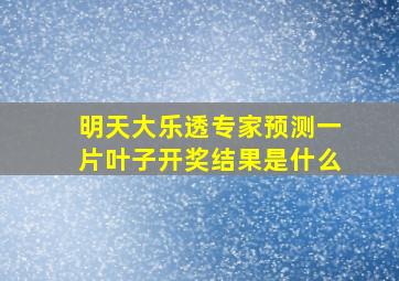 明天大乐透专家预测一片叶子开奖结果是什么