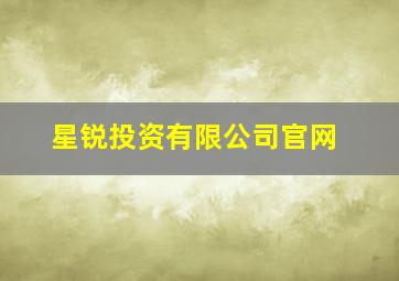 星锐投资有限公司官网