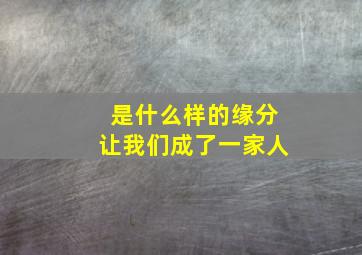 是什么样的缘分让我们成了一家人