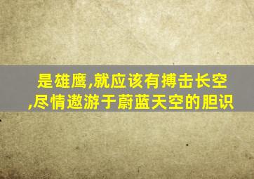 是雄鹰,就应该有搏击长空,尽情遨游于蔚蓝天空的胆识