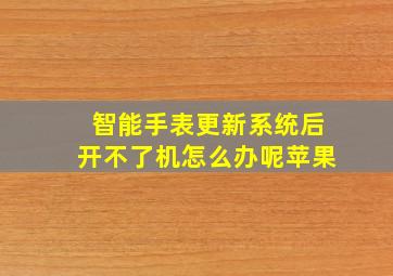 智能手表更新系统后开不了机怎么办呢苹果