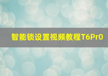 智能锁设置视频教程T6Pr0