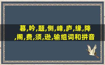 暮,吟,题,侧,峰,庐,缘,降,阁,费,须,逊,输组词和拼音