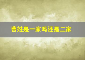 曹姓是一家吗还是二家