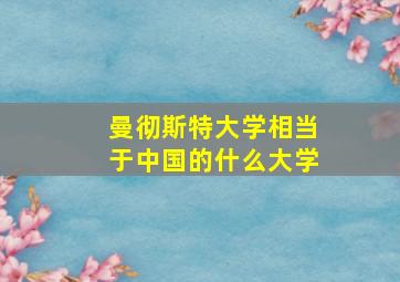 曼彻斯特大学相当于中国的什么大学