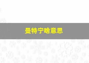 曼特宁啥意思