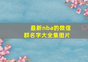 最新nba的微信群名字大全集图片