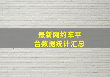 最新网约车平台数据统计汇总