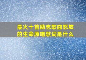 最火十首励志歌曲怒放的生命原唱歌词是什么