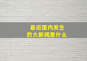 最近国内发生的大新闻是什么