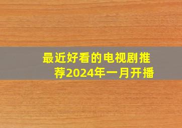 最近好看的电视剧推荐2024年一月开播