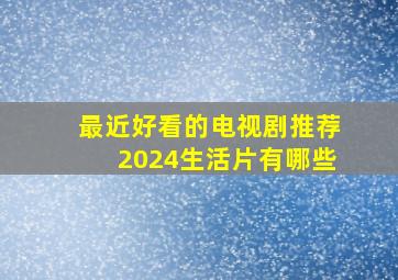 最近好看的电视剧推荐2024生活片有哪些