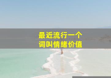 最近流行一个词叫情绪价值