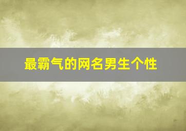 最霸气的网名男生个性