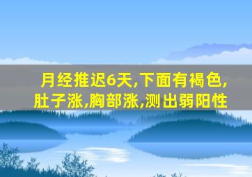 月经推迟6天,下面有褐色,肚子涨,胸部涨,测出弱阳性