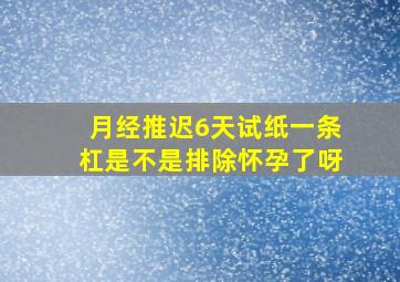 月经推迟6天试纸一条杠是不是排除怀孕了呀