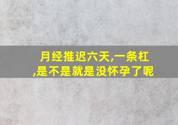 月经推迟六天,一条杠,是不是就是没怀孕了呢