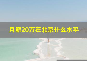 月薪20万在北京什么水平