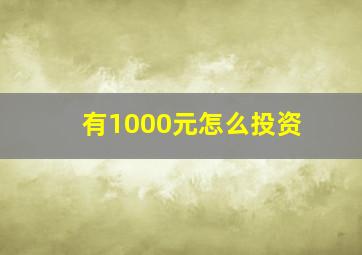 有1000元怎么投资