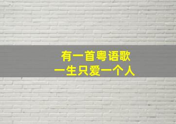 有一首粤语歌一生只爱一个人