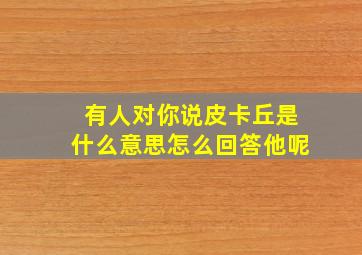 有人对你说皮卡丘是什么意思怎么回答他呢