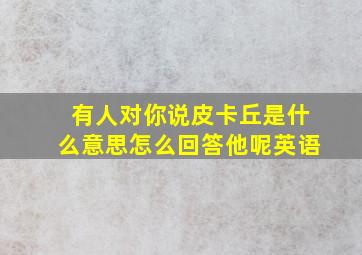 有人对你说皮卡丘是什么意思怎么回答他呢英语