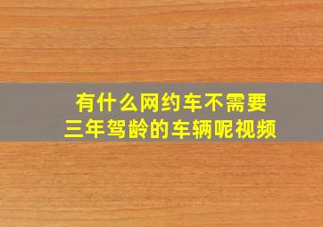 有什么网约车不需要三年驾龄的车辆呢视频