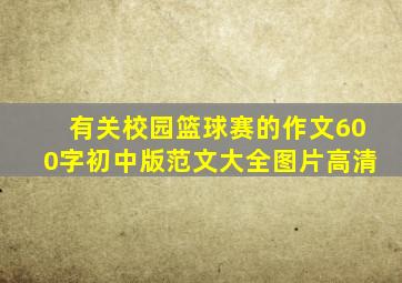 有关校园篮球赛的作文600字初中版范文大全图片高清