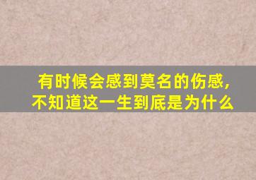 有时候会感到莫名的伤感,不知道这一生到底是为什么