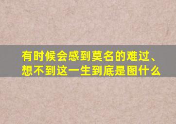 有时候会感到莫名的难过、想不到这一生到底是图什么