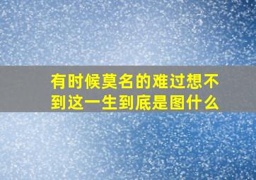 有时候莫名的难过想不到这一生到底是图什么