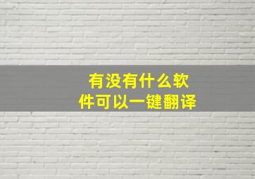 有没有什么软件可以一键翻译