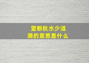 望断秋水少涟漪的意思是什么