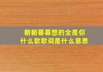 朝朝暮暮想的全是你什么歌歌词是什么意思