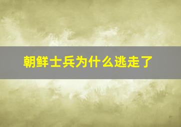 朝鲜士兵为什么逃走了