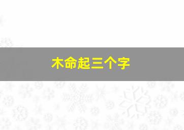 木命起三个字