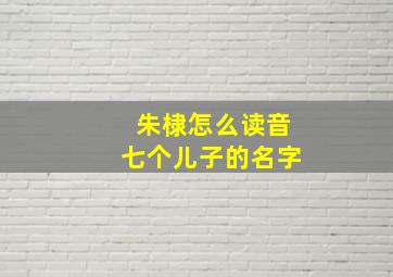 朱棣怎么读音七个儿子的名字