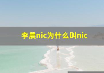 李晨nic为什么叫nic