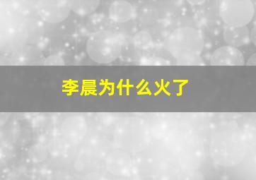 李晨为什么火了